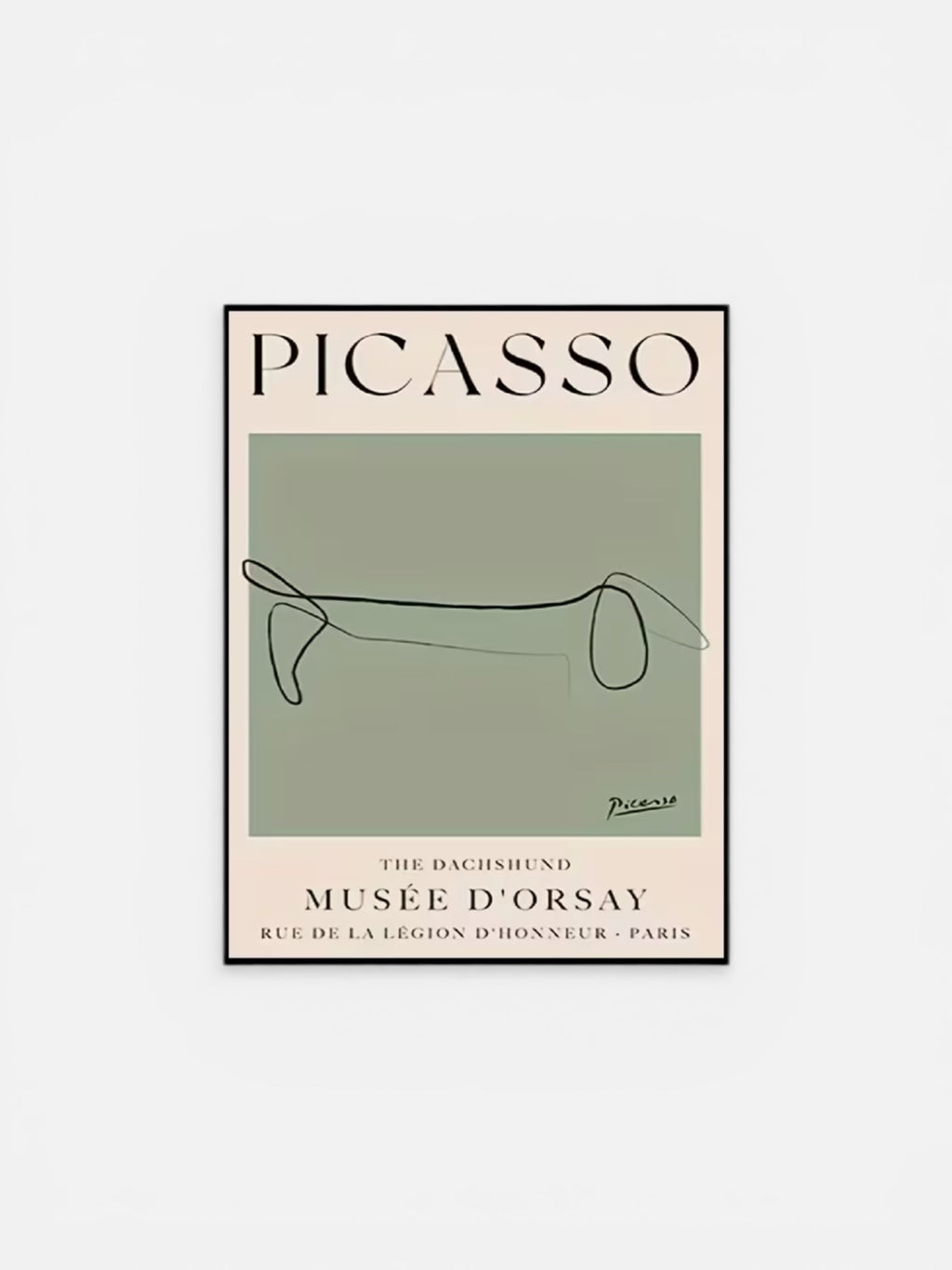 Picasso's iconic continuous line technique silhouette of a dachshund