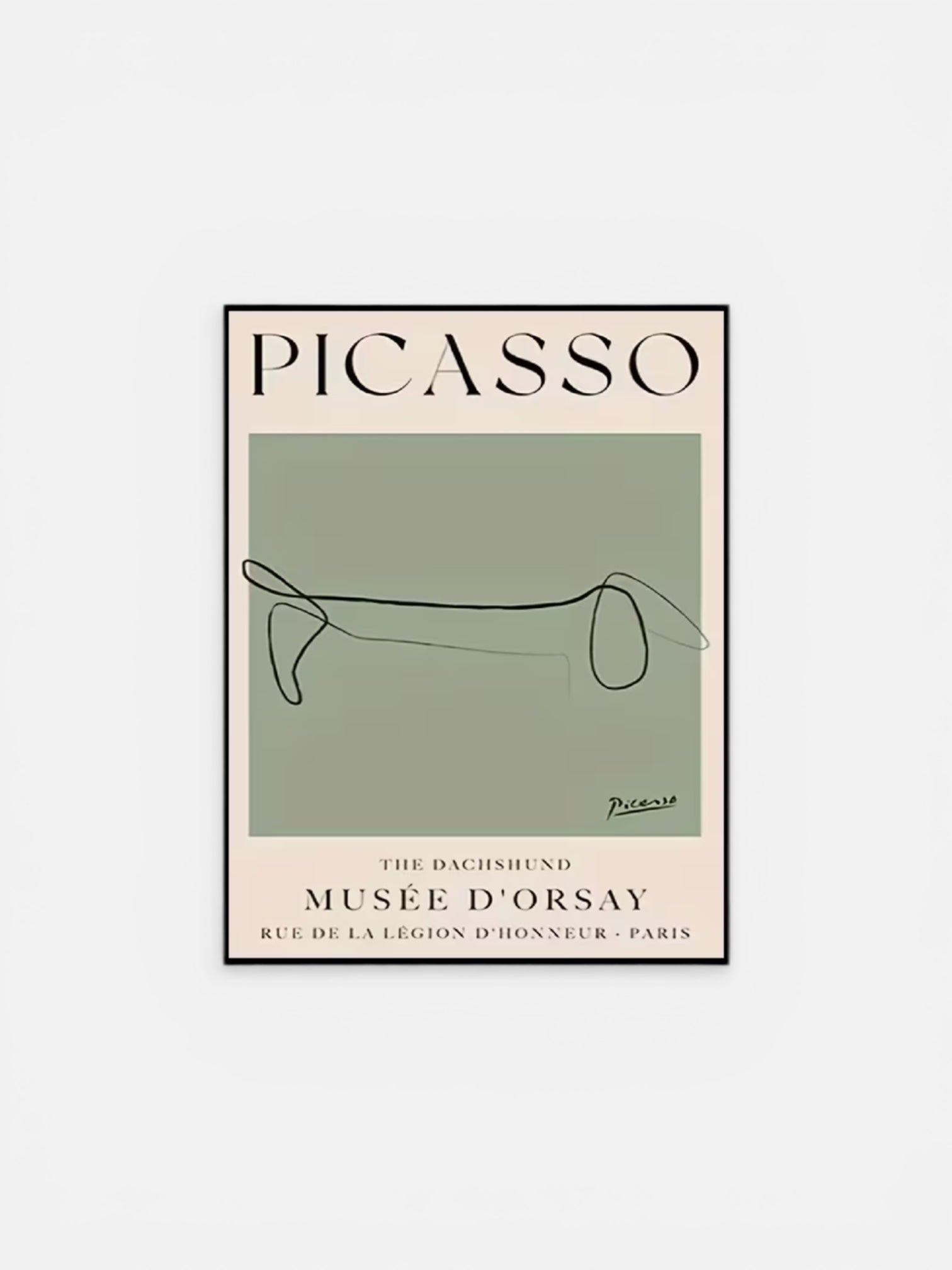 Picasso's iconic continuous line technique silhouette of a dachshund