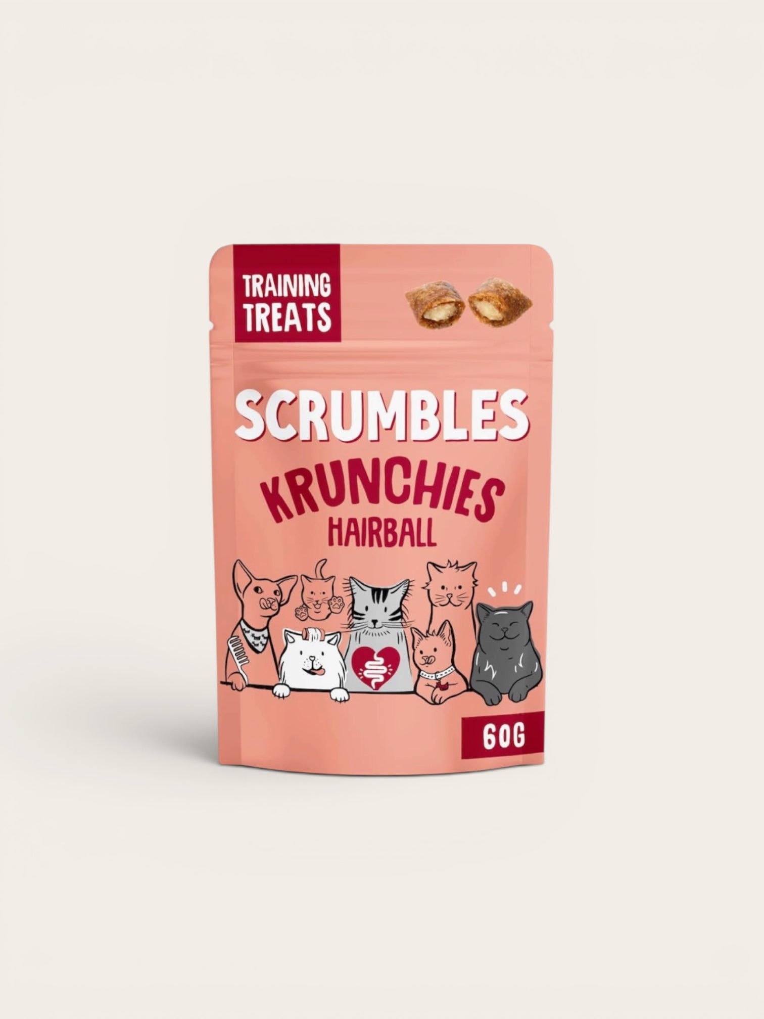 Scrumbles Anti-Hairball Krunchies Cat Treats 60g