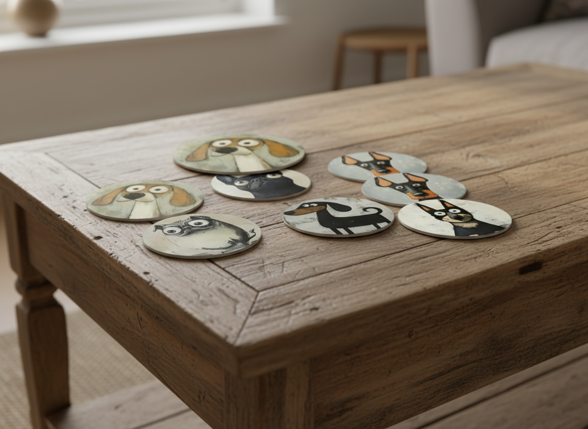 Cute Dog Coasters Set of 6 – Gift for Dog Lovers